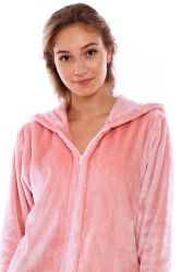 SIENA dlouhý župan s kapucí a zipem, Růžová perla, vel. S, galerie